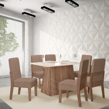 Imagem de Conjunto Sala De Jantar Gaia 1,35 Com 6 Cadeiras Amêndoa 73B