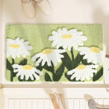 Imagem de Molesun Tapete de banho floral, tapete de banheiro macio, tapete de banho de microfibra de pelúcia, absorvente de água, tapetes grossos e felpudos, tapete de banheiro para quarto de crianças, quarto