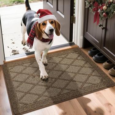 Imagem de COSY HOMEER Tapete de porta antiderrapante 50,8 cm x 81,3 cm, tapetes de entrada, baixo perfil, absorvente de sujeira, capacho, para entrada frontal, tapete de entrada de polipropileno lavável (marrom