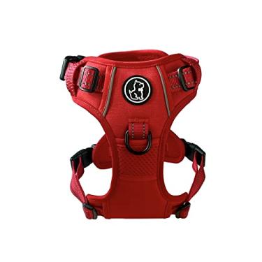 Imagem de Barkridges Peitoral para cães com fivela tripla | Fivela ajustável fácil de usar | Treinamento sem engasgamento | Sem atrito | refletivo de segurança | Cães pequenos médios grandes confortáveis