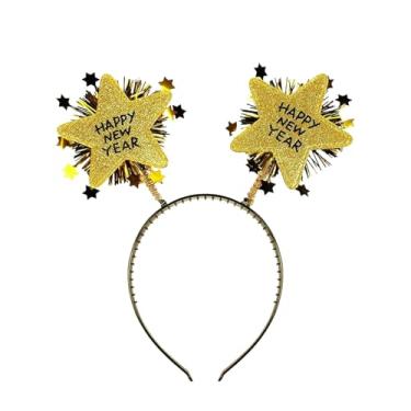 Imagem de EVKILKJS Happy New Year Headband with Star Boppers and Tone Tassel Gold Happy New Year Party Headbands Glitter Star Headpiece New Year’s Eve Party Favor Celebration Gifts