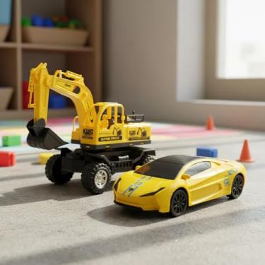 Imagem de Brinquedo Menino Trator Grande + Carrinho Bate E Volta Com Luz - Pica Pau