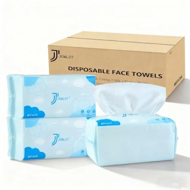 Imagem de JOWLOT Toalhas de rosto descartáveis, toalhas faciais de algodão ultra macias e espessas de 240 unidades para pele sensível, lenços secos de rosto Toalhetes para limpeza, removedor de maquiagem e
