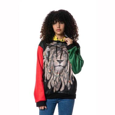 Imagem de Moletom Estampado Leão Bob Marley Total Feminino Canguru-Feminino