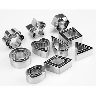 Imagem de Conjunto de 30 mini cortadores de biscoito - coração estrela flor redonda hexagonal oval diamante - pequenos cortadores de biscoito de aço inoxidável - cortadores de argila de polímero, mini cortador