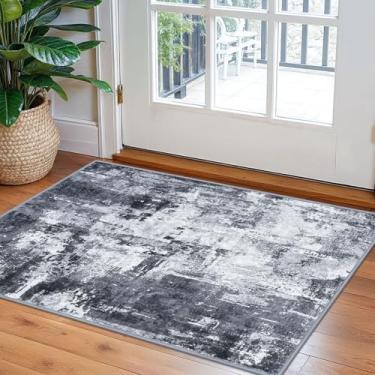 Imagem de KOZYFLY Tapete antiderrapante para área pequena, abstrato, lavável à máquina, tapete moderno para entrada, tapete moderno para entrada, tapete pequeno para quarto, sala de estar, banheiro
