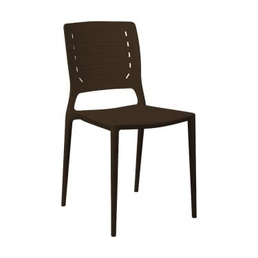 Imagem de Cadeira Empilhável Saturno Marrom Café Em Polipropileno Acrilys