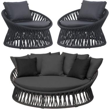 Imagem de Chaise área Externa Monza Alumínio Corda Náutica Trama Preto