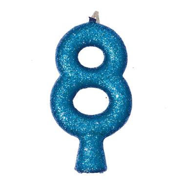Imagem de Vela De Aniversário Puro Glitter Azul Modelo 8