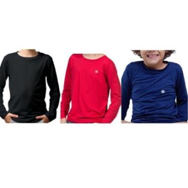 Imagem de Kit 3 Camisas Infantil Térmica Masculino de Praia Segunda Pele Uv50+ Proteção Solar-Masculino