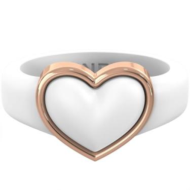 Imagem de Rinfit Anel de silicone para ela - Coração de aço inoxidável - Alianças de casamento de borracha para mulheres - Design patenteado pendente, Size 9, Silicone, Sem pedra preciosa