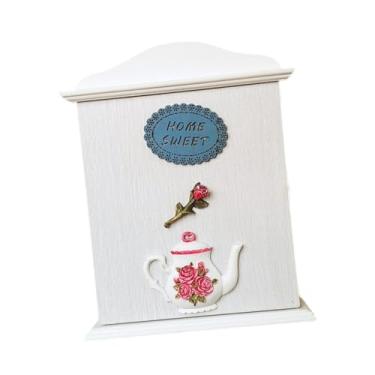 Imagem de XLWLLNJ Caixa de chaves de madeira decorativa, feita à mão, estilo rústico, armário para chaves, para montagem na parede, ideal para escritório e quarto, B