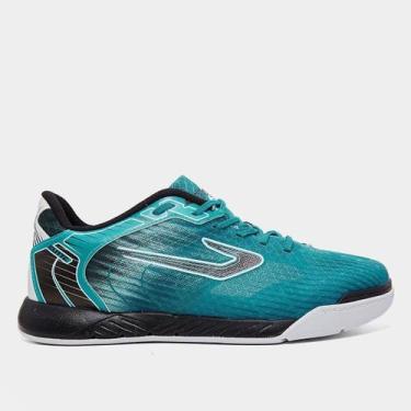 Imagem de Chuteira Futsal Topper Elitte Unissex, Azul, Branco, 40