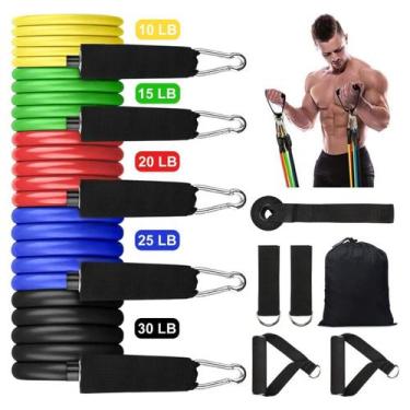 Imagem de Kit Elástico 11 Tubing Treino Pilates Flexibilidade E - Monac