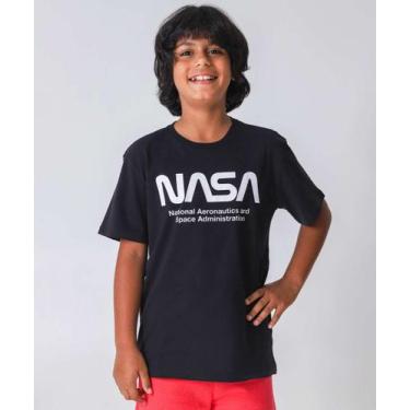 Imagem de Camiseta Juvenil Estampada Nasa Tam 10 a 16 Preto-75162, 12, Preto