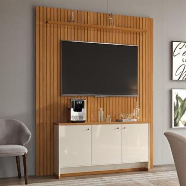 Imagem de Painel Ripado 184cm com Buffet 3 Portas Berlin 135cm - Via Nossa, Off 