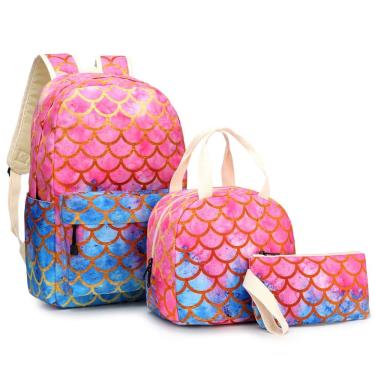 Imagem de Conjunto de mochilas Mermaids Girl Anime, 3 peças, mochila escolar para crianças