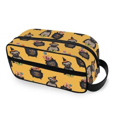 Imagem de Burbuja Linda bolsa de higiene pessoal de viagem de cachorro em bruxa para mulheres e homens, bolsa organizadora portátil de maquiagem para acessórios de higiene pessoal com alça
