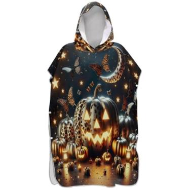 Imagem de Joisal Poncho de surfe trocador de roupão adulto praia banho com capuz toalhas plus size Halloween leopardo abóbora praia ponchos para homens