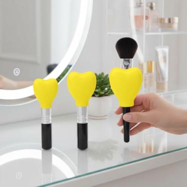 Imagem de Capas protetoras de pincel de maquiagem, capas protetoras de ponta de pincel de viagem, organizador universal, pacote com 3, pequeno, médio, grande (amarelo)