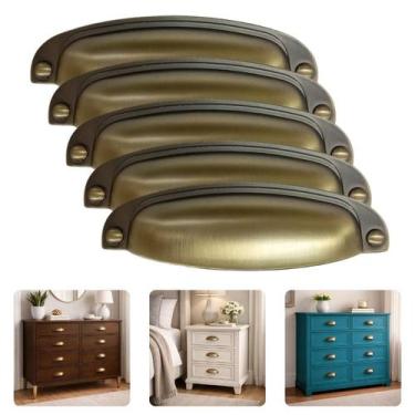 Imagem de Kit Com 5 Puxador 96mm Antique Ouro Envelhecido Meia Lua Concha Móveis
