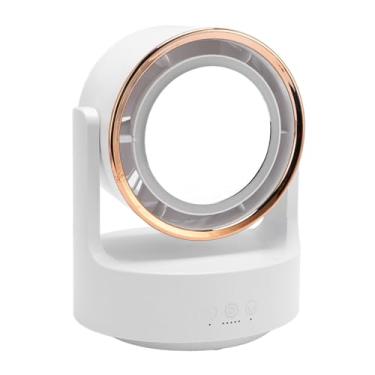 Imagem de Dioche Ventilador de Espelho Com Luz LED Recarregável Ventilador de Mesa Oscilante de 5 Velocidades Com Design Sem Lâmina Espelho de Maquiagem LED Ajustável para Home Office Travel