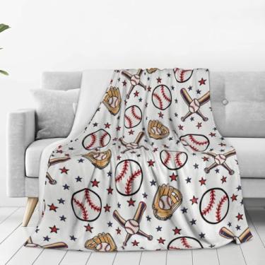 Imagem de Cobertor de beisebol, manta de lã macia para adolescentes, ideias exclusivas de presentes de beisebol para meninos e meninas, cobertor para casa, sala de estar, sofá, cama, cadeira ou decoração de