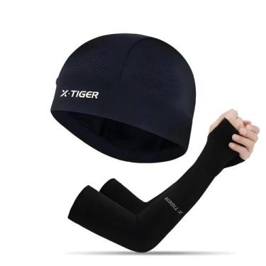 Imagem de Boné e Capa de Braço X-TIGER para Ciclismo - Proteção Solar para Verão