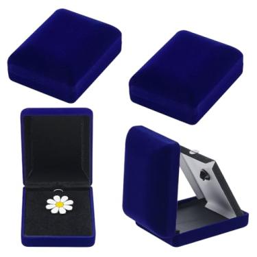 Imagem de PH PandaHall 4 peças, caixa de exibição de alfinetes de veludo, estojo de exibição de broche de crachás únicos 60 x 80 mm retangular desafio moeda apresentação caixa de armazenamento organizador de