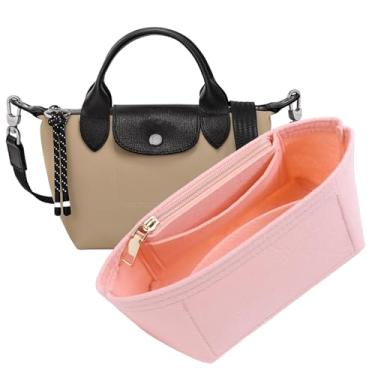 Imagem de OAikor Organizador de bolsa para mini bolsa Longchamp Le Pliage, mini bolsa organizadora de feltro leve com zíper premium, divisor de armazenamento de bolsas com compartimentos aprofundados