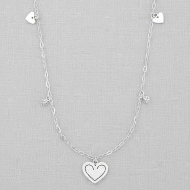 Imagem de Colar prata 925 corações vazado e ponto de luz Pedra Zircônia Fabro Saints