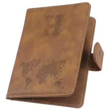 Imagem de ILIYAH Porta-passaporte personalizado – Capa para passaporte com bloqueio RFID, acessório essencial de viagem unissex, Marrom H, 11*1*15cm, Casual