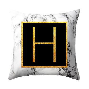 Imagem de Fronha de Travesseiro com Letras Douradas Marmorizadas Capa Almofada Sofá Têxto Supple Alta Classe Estampa Estilosa e El