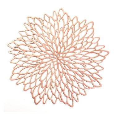 Imagem de Jogo americano de PVC 4/6/8 peças para mesa de jantar, almofada oca para copos, tapetes de tigela de mesa (ouro rosa, 4 peças)