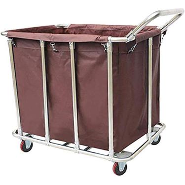 Imagem de Carrinhos de mão móveis, carrinho de serviço doméstico, quarto de hotel, classificador de lavanderia, com rodas, carrinho de serviço organizador com saco/marrom/90 x 65 x 85 cm