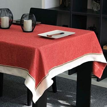 Imagem de Acessórios de quarto, toalha de mesa feita à mão, simples, com design de costura, toalha de mesa em linho, toalha de mesa lavável para casamentos, banquetes ou restaurantes, 2 cores