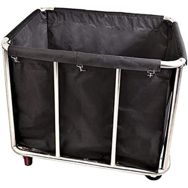 Imagem de Carrinhos móveis sacos removíveis com cesta de lavanderia com rolamento, organizador de roupas de aço inoxidável, cesto de lavanderia para hotel/carrinho de armazenamento doméstico, carga de 150 kg