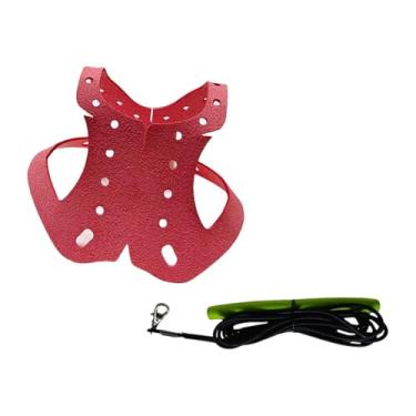 Imagem de KiBcsLic Coleira e guia para pombos, corda de tração para aves de estimação, a mordidas, portátil e leve, acessório para pombos, corda para voo ao, Vermelho