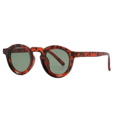 Imagem de Óculos de Sol UV400 - Armação Pequena Redonda Estilo Punk com Estampa de Leopardo para Homens e Mulheres, Esportes ao Ar Livre, Corrida e Ciclismo, Verde Leopardo