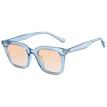 Imagem de Óculos de Sol Feminino Jelly Color Gradient com Proteção UV400 para Esportes ao Ar Livre, Corrida e Ciclismo, nas cores azul e laranja.