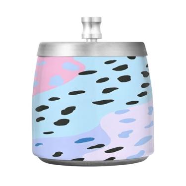 Imagem de STAYTOP Cinzeiro colorido com estampa de leopardo com tampa, aço inoxidável à prova de vento, sem fumaça, cinzeiro de cigarro grande para decoração de escritório em casa