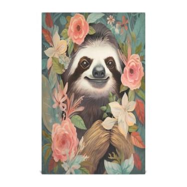 Imagem de Wassud Toalhas de cozinha preguiça fofa (6) panos de prato de cozinha 1 pacote panos de prato macios com laço para pendurar toalha de mão de secagem rápida super absorvente toalhas de chá de mesa