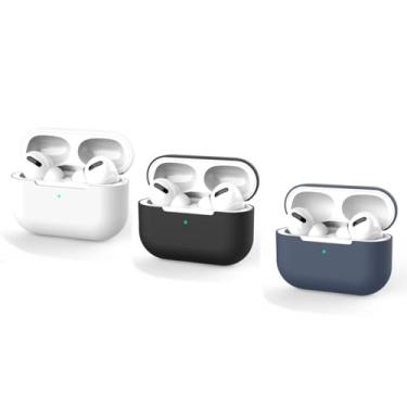 Imagem de Conjunto de 3 peças (branco + azul + preto) capa para AirPods Pro 3 (2025), masculina e feminina, ultrafina, de silicone macio, TPU, cores sólidas, capa para fone de ouvido, proteção de fone de ouvido