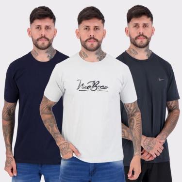 Imagem de Kit 03 Camisetas Nicoboco Cinza Marinho e Preta, M