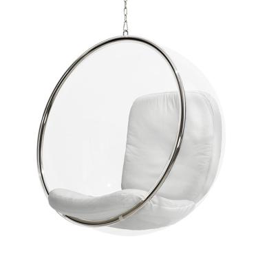 Imagem de Poltrona Bubble Chair Acrilico Com Estofado Sued - Branco