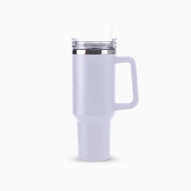 Imagem de Copo Térmico Grande 1200 Ml Canudo Parede Dupla - Branco