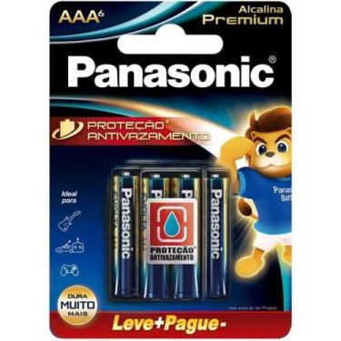 Imagem de Pilha Alcalina 1,5V AAA LR03 Premium (C/6 Pilhas) Panasonic - CAR / 6