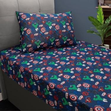 Imagem de Jogo Lençol Avengers Vingadores 2 Peças Menino Com Elástico - Portalla