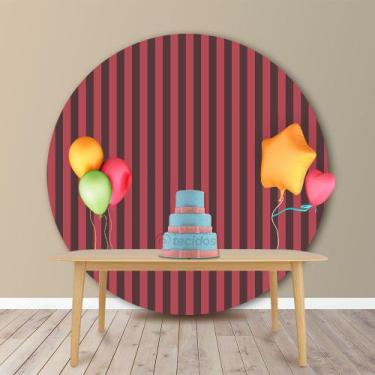 Imagem de Painel Redondo em Jacquard Marrom e Marsala Listrado - Jacquard Tradic