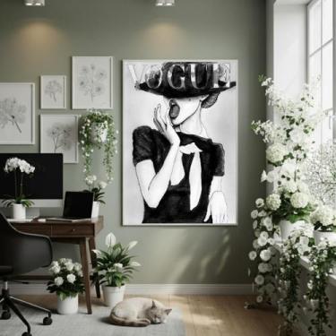 Imagem de Quadro Decor Espanto De Glamour 70X50Cm Mold Branca - Quadros On-Line